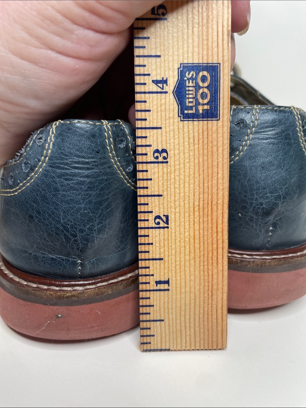 Men’s 1901 leather wing tip blue oxfords size 8.5 M with white stitching GUC - Picture 6 of 7